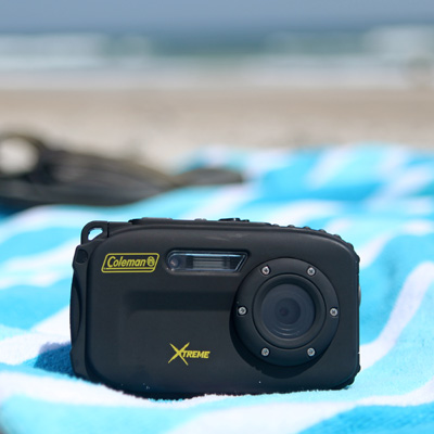COLEMAN® Xtreme 100 Digital Camera - Take great snapshots and videos on land and in the water with this versatile digital camera.  Waterproof up to 33 feet, it also features 10 scene modes and anti-shake technology.  Video and photos display in 12.0 megapixels on a 2.7” LCD screen.   Also has 16MB internal memory,  micro SD slot to support memory cards up to 8GB, Li-ion battery to ensure hours of film time, and USB output cable for uploading images to your computer.
